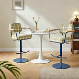 Vintage Plaid Adjustable Swivel Bar Stool with Armrests | STOOLTOPIA - StoolTopia