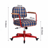 Vintage Plaid Upholstered Adjustable Swivel Office Chair - StoolTopia