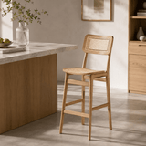 Vintage Rattan and Solid Wood Bar Stool - StoolTopia