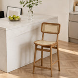 Vintage Rattan and Solid Wood Bar Stool - StoolTopia