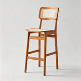 Vintage Rattan and Solid Wood Bar Stool - StoolTopia