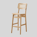 Vintage Rattan and Solid Wood Bar Stool - StoolTopia