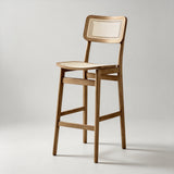 Vintage Rattan and Solid Wood Bar Stool - StoolTopia