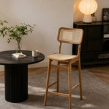 Vintage Rattan and Solid Wood Bar Stool - StoolTopia