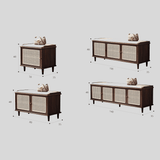 Vintage Rattan Shoe Storage Bench with Cushion Seat - StoolTopia