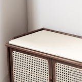Vintage Rattan Shoe Storage Bench with Cushion Seat - StoolTopia