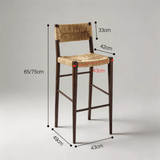 Vintage Rattan - Woven Bar Stool - Solid Wood Frame with Eco - Friendly Design - StoolTopia