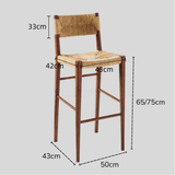 Vintage Rattan - Woven Bar Stool - Solid Wood Frame with Eco - Friendly Design - StoolTopia