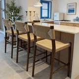 Vintage Rattan - Woven Bar Stool - Solid Wood Frame with Eco - Friendly Design - StoolTopia