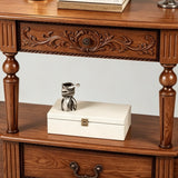 Vintage Solid Wood Console Table with Drawers - Rustic Entryway Storage Sideboard - StoolTopia