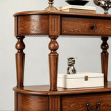 Vintage Solid Wood Console Table with Drawers - Rustic Entryway Storage Sideboard - StoolTopia