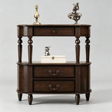 Vintage Solid Wood Console Table with Drawers - Rustic Entryway Storage Sideboard - StoolTopia