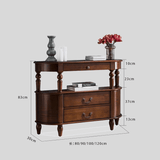 Vintage Solid Wood Console Table with Drawers - Rustic Entryway Storage Sideboard - StoolTopia