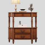 Vintage Solid Wood Console Table with Drawers - Rustic Entryway Storage Sideboard - StoolTopia