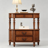 Vintage Solid Wood Console Table with Drawers - Rustic Entryway Storage Sideboard - StoolTopia