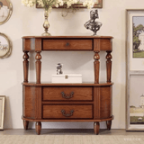 Vintage Solid Wood Console Table with Drawers - Rustic Entryway Storage Sideboard - StoolTopia