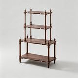 Vintage Solid Wood Open Shelf – Carved Display Rack with Tiered Storage - StoolTopia