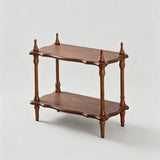 Vintage Solid Wood Open Shelf – Carved Display Rack with Tiered Storage - StoolTopia