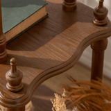 Vintage Solid Wood Open Shelf – Carved Display Rack with Tiered Storage - StoolTopia