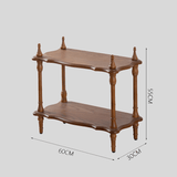 Vintage Solid Wood Open Shelf – Carved Display Rack with Tiered Storage - StoolTopia