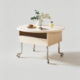 Vintage-Style Lift-Top Coffee Table with Storage & Wheels – Multifunction Oval Design - StoolTopia