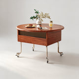 Vintage-Style Lift-Top Coffee Table with Storage & Wheels – Multifunction Oval Design - StoolTopia