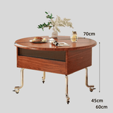 Vintage - Style Lift - Top Coffee Table with Storage & Wheels – Multifunction Oval Design - StoolTopia