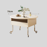 Vintage - Style Lift - Top Coffee Table with Storage & Wheels – Multifunction Oval Design - StoolTopia