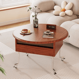Vintage - Style Lift - Top Coffee Table with Storage & Wheels – Multifunction Oval Design - StoolTopia