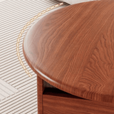 Vintage - Style Lift - Top Coffee Table with Storage & Wheels – Multifunction Oval Design - StoolTopia