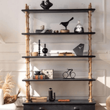 Vintage - Style Open Bookshelf with Carved Baluster Columns and Storage Drawers - StoolTopia