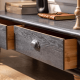 Vintage - Style Open Bookshelf with Carved Baluster Columns and Storage Drawers - StoolTopia