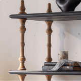Vintage - Style Open Bookshelf with Carved Baluster Columns and Storage Drawers - StoolTopia