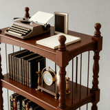 Vintage-Style Spindle Column Bookshelf with Arched Shelves & Solid Wood Structure - StoolTopia
