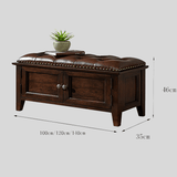 Vintage Tufted Leather Storage Bench with Cabinet Doors - StoolTopia