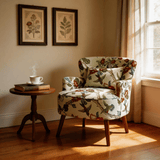 Vintage Upholstered Armchair - Solid Wood Legs & Lounge Chair - StoolTopia