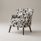 Vintage Upholstered Armchair - Solid Wood Legs & Lounge Chair - StoolTopia