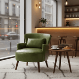 Vintage Upholstered Armchair - Solid Wood Legs & Lounge Chair - StoolTopia