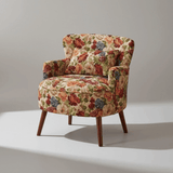 Vintage Upholstered Armchair - Solid Wood Legs & Lounge Chair - StoolTopia