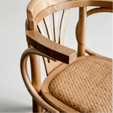 Vintage Victorian Rattan Bar Stool – Solid Wood Frame, Breathable Hand-Woven Seat, Ideal for Cafés, Small Homes & Mixed-Style Interiors - StoolTopia