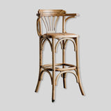 Vintage Victorian Rattan Bar Stool – Solid Wood Frame, Breathable Hand - Woven Seat, Ideal for Cafés, Small Homes & Mixed - Style Interiors - StoolTopia