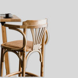 Vintage Victorian Rattan Bar Stool – Solid Wood Frame, Breathable Hand - Woven Seat, Ideal for Cafés, Small Homes & Mixed - Style Interiors - StoolTopia