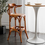 Vintage Victorian Rattan Bar Stool – Solid Wood Frame, Breathable Hand - Woven Seat, Ideal for Cafés, Small Homes & Mixed - Style Interiors - StoolTopia