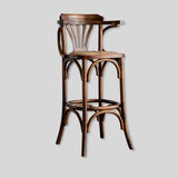Vintage Victorian Rattan Bar Stool – Solid Wood Frame, Breathable Hand - Woven Seat, Ideal for Cafés, Small Homes & Mixed - Style Interiors - StoolTopia