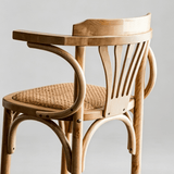 Vintage Victorian Rattan Bar Stool – Solid Wood Frame, Breathable Hand-Woven Seat, Ideal for Cafés, Small Homes & Mixed-Style Interiors - StoolTopia