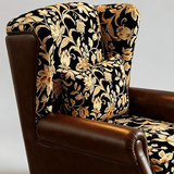 Vintage Wingback Lounge Chair – Floral Tapestry Accent Armchair with PU Leather Trim - StoolTopia