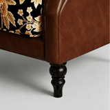 Vintage Wingback Lounge Chair – Floral Tapestry Accent Armchair with PU Leather Trim - StoolTopia