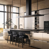 White Wax Wood Bar Stool with Linen Padded Seat - Contemporary High Chair - StoolTopia